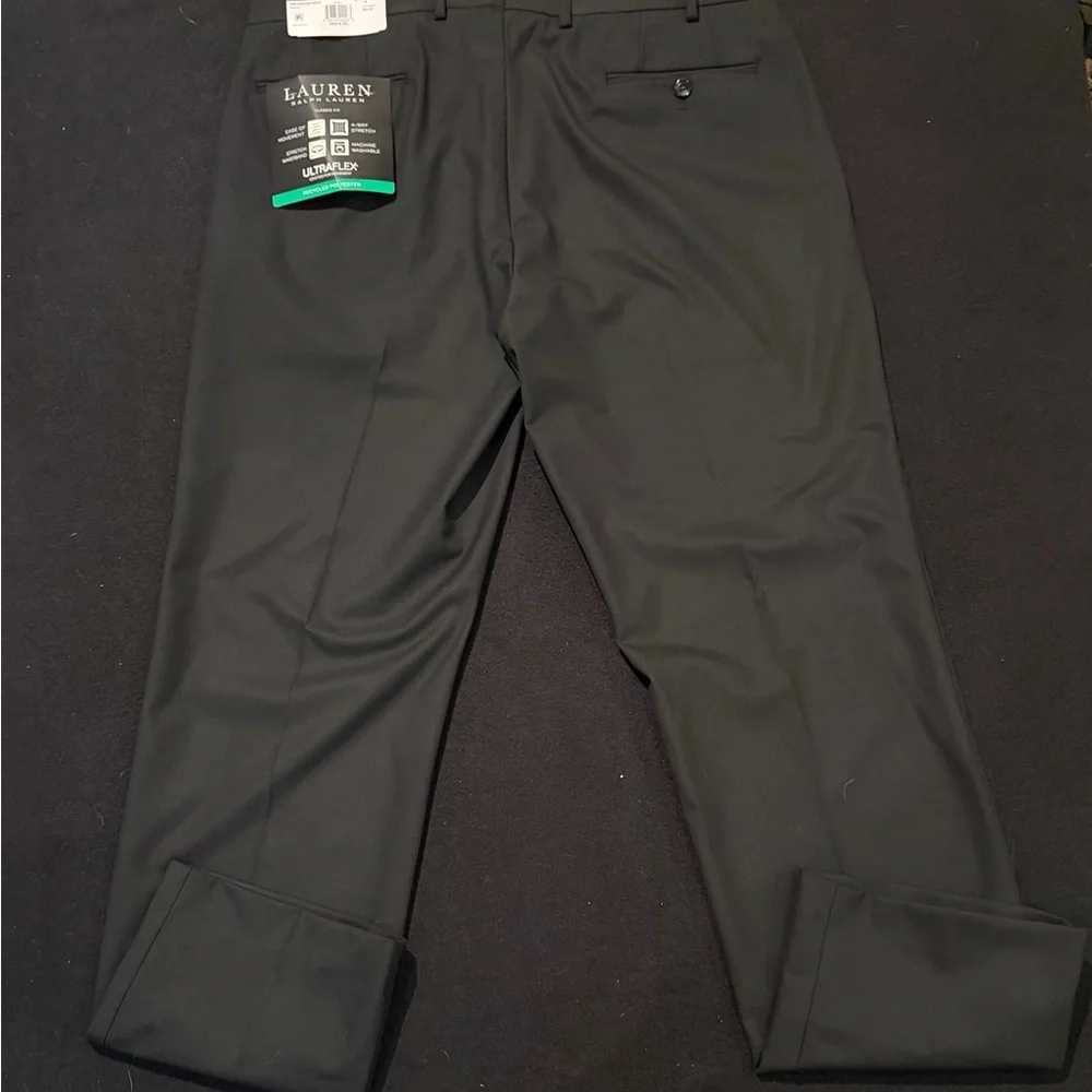 Lauren Ralph Lauren Men's Classic-Fit Solid Flat-Font BLACK 38x32 Pants NWT‎